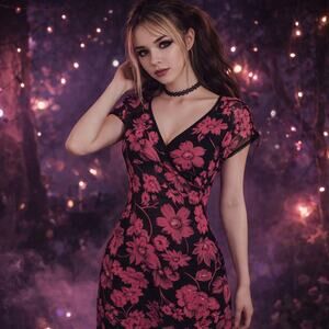 Y2K Sheer Maxi Babydoll Dress Floral Sequin Romantic Fairy Grunge Whimsigoth